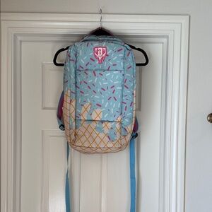 Blue and Yellow Kids Backpack with Sprinkle Design